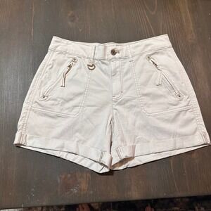 White House Black Market Pret-A-Play Khaki Utility Shorts Women Size 4 Stretch